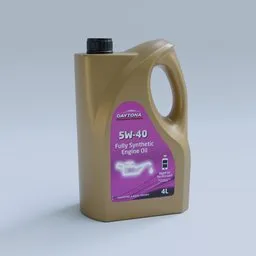 Highly detailed 3D model of a 4L synthetic engine oil can, compatible with Blender Eevee and Cycles render engines.