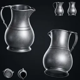 Antique Pewter Metal Pitcher