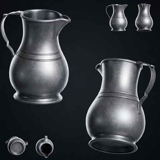 Antique Pewter Metal Pitcher