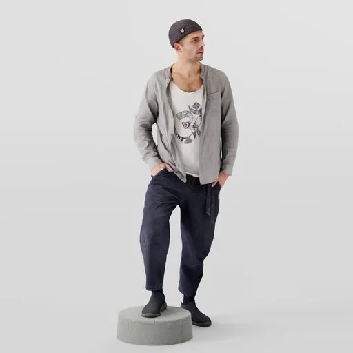 Standing Man Stepping on Curb