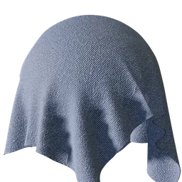 High-resolution PBR knitted fabric texture for 3D rendering in Blender, depicting pale blue wool with varied weave thickness.