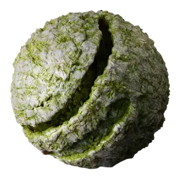 Moss-covered rocky surface 3D texture for realistic Blender material, PBR 2K resolution, seamless tiling effect.