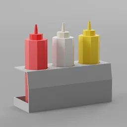 Low Poly Food Trailer Condiment Holder Assembled