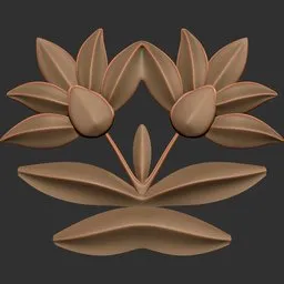 3D sculpting brush imprint of symmetrical leaf-like pattern, ideal for decorative 3D modeling in Blender.