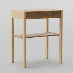 "Realistic 3D-rendered bedside table with drawer and shelf, crafted in Blender."