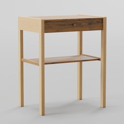 Bedside Table Teak & Oak Wood 44x30x55