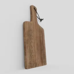 Highly detailed wooden cutting board 3D model with texture, suitable for Blender rendering and decoration visualization.
