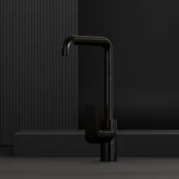 High-resolution 3D Blender model of a modern single-lever high-spout faucet for kitchen visualization.