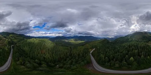 Cloudy Green Landscape Aerial