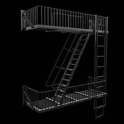 Fire Escape Staircase with Ladder