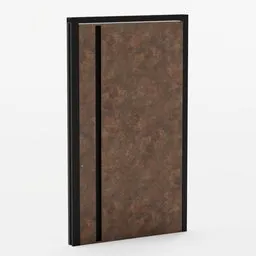 Realistic 3D model of a modern brown textured pivot door for Blender rendering, suitable for architectural visualization.