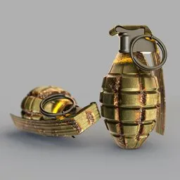 "MK2 grenade 3D model for Blender 3D. This historic military weapon is perfect for sci-fi action game and cinematic creations. Highly detailed digital art by Niels Lergaard."