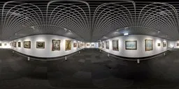 4K texture gallery HDR for lighting 3D scenes with painted artworks and architecturally intricate ceiling.