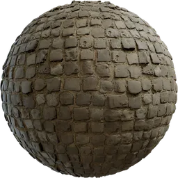 Realistic cobblestone texture for PBR 3D rendering in Blender, high-quality floor material crafted by Rob Tuytel.