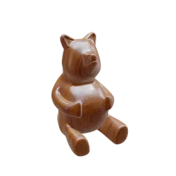 Detailed wooden bear figurine 3D model, ideal for rendering in Blender, smooth finish.