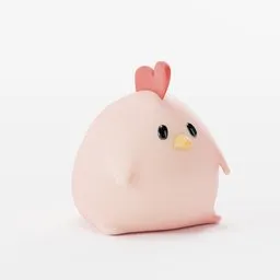 3D cartoon chicken toy model with editable UV texture, designed in Blender, inspired by online art.