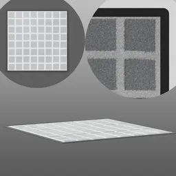 Detailed 3D render of a textured grey square carpet, ideal for Blender 3D interior design visualization.