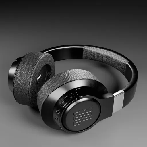 Realistic 3D rendering of wireless over-ear headphones with ANC, detailed texture and modern design, created in Blender.