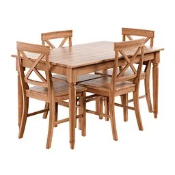 Rustic farmhouse-style 3D dining set perfect for Blender 3D artists looking for authentic home interior models.