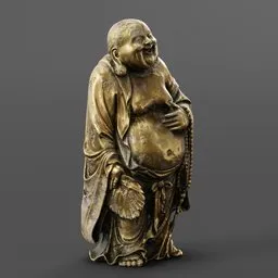 Laughing Buddha Standing Statue  sculpted in Blender