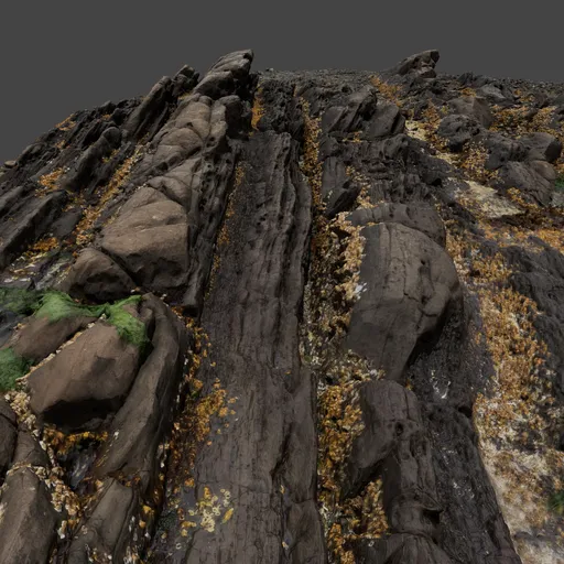 Detailed 3D rocks texture, realistic Blender model, Pacific cliffs replica for landscape rendering