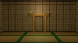 Traditional Japanese room with tatami floor in 3D render for product display.