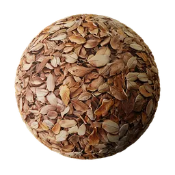 High-resolution PBR brown leaves texture for 3D Blender material with realistic displacement detail.