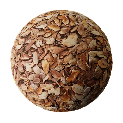 High-resolution PBR brown leaves texture for 3D Blender material with realistic displacement detail.
