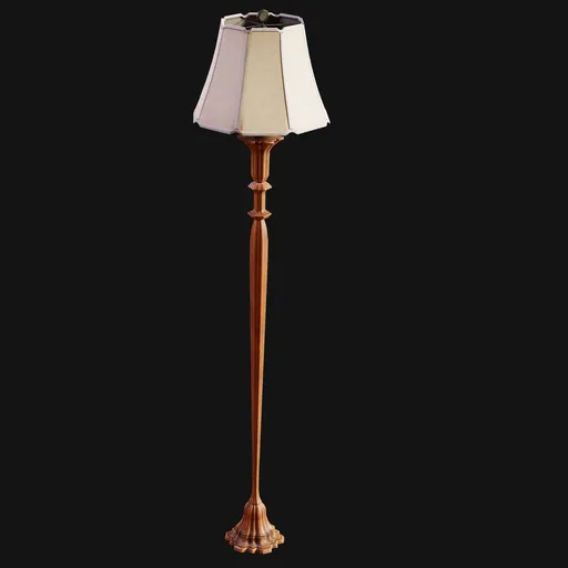 1920s Scalloped Wood Standing Lamp.001