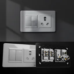 3D model of a heavy-duty modular switchboard plate with detailed textures, suitable for industrial use in Blender 3D.