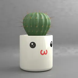 Cactus in Cute Owo Emoji Pot