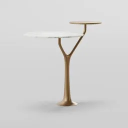 Elegant dual-tiered 3D model table with marble and wood textures, ideal for Blender rendering.
