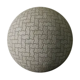 High-resolution PBR texture of interlocking herringbone zigzag unipaver bricks, suitable for Blender 3D and other 3D apps.
