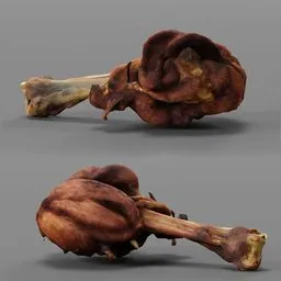 Realistic 3D model of roasted meat on bone, optimized for Blender with detailed textures.