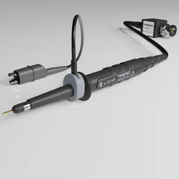 Highly detailed 3D model of oscilloscope probe for medical use in Blender, optimized for close-up renders with flexible elements.