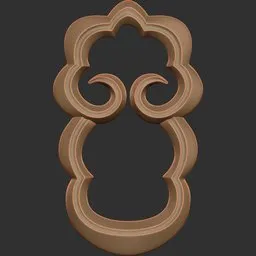 3D sculpting brush imprint with ornate swirl design for digital model detailing, compatible with Blender.