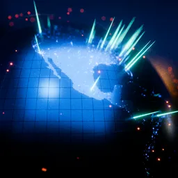 Futuristic Earth CloseUp Data Streams