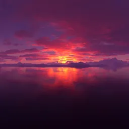 Cloudy Pink Sunset Landscape