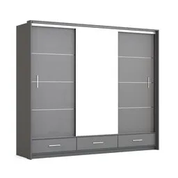 Detailed 3D model of a modern wardrobe with glossy finish and LED lighting, compatible with Blender.