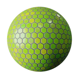 Seamless PBR texture of hexagonal green teal porcelain for 3D Blender artists.