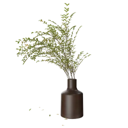 "Realistic indoor plant with fallen leaves in vase on black background. Perfect for natural renderings in Blender 3D. Ultra-optimized polygon design and attractive lighting."