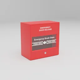 "Blender 3D model of Emergency Door Release for industrial and exterior use. This reflective metal safety mechanism allows swift evacuation in emergency situations, with high resolution texture and minimal details. A must-have for buildings, vehicles and enclosed spaces."