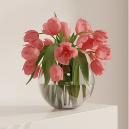 Coral Tulip Glass Bowl