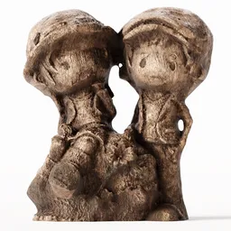 "Discover the beauty of a Wooden Statue 3D model for Blender 3D. Perfect for adding an artistic touch to your arch-Viz scenes. Featuring two standing figures with mushroom caps, and damaged rusty arms, this sculpture is a unique addition to any 3D art collection."