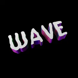 Dynamic 3D animated typography with colorful wave pattern effects, customizable in Blender.