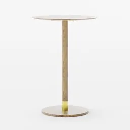 Wooden 3D Blender model of a modern round side table with aluminum accents, by Pollus.