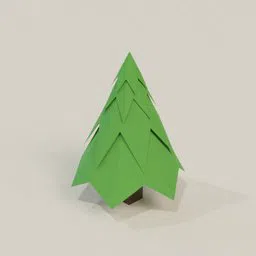 Green low poly pine tree model designed for Blender 3D projects, optimized for simple animation and rendering.