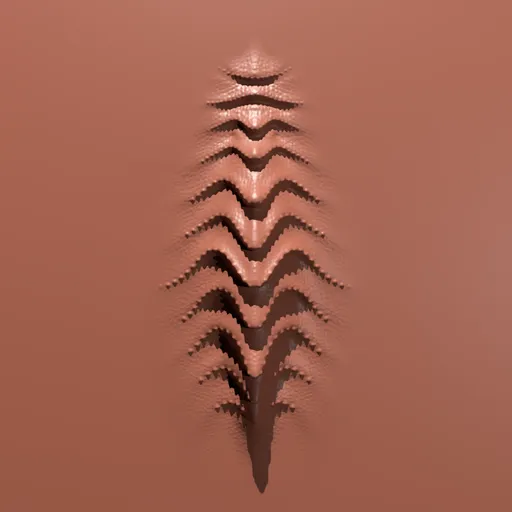 3D sculpting tool creating detailed spine textures for alien creature models in Blender.