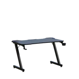 "Explore our high-resolution Gaming Desk 3D model for Blender 3D, featuring a sleek black top and base, with 1k textures. Perfect for gamers and creatives alike, this poser-modeled desk includes blue-grey gear and well-rendered rails for a realistic finish."