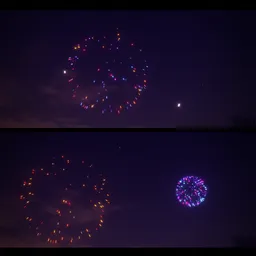 Colorful Fireworks Night Sky Scene